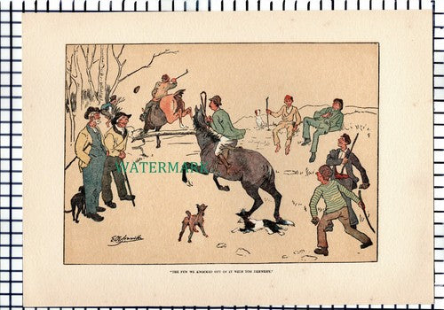 X1642) Horse Riding Jumping  OE Somerville - 1902 Antique Print