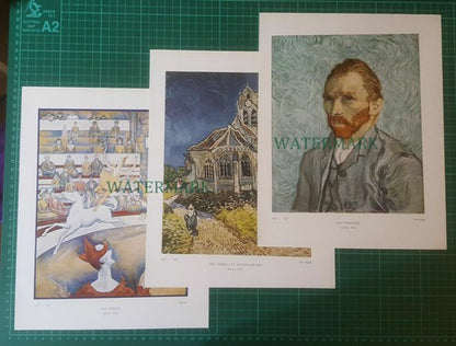 X1801) SIX 1950s Book Prints -  Decoupage Crafts Etc