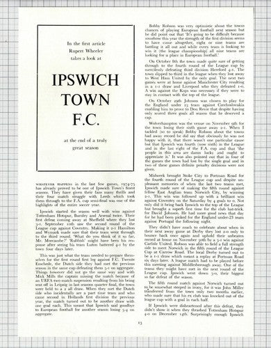 (6140) Ipswich Town FC Football Club - 1975 Article