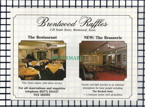 C7314) Brentwood Raffles Essex Advert - 1988 Cutting