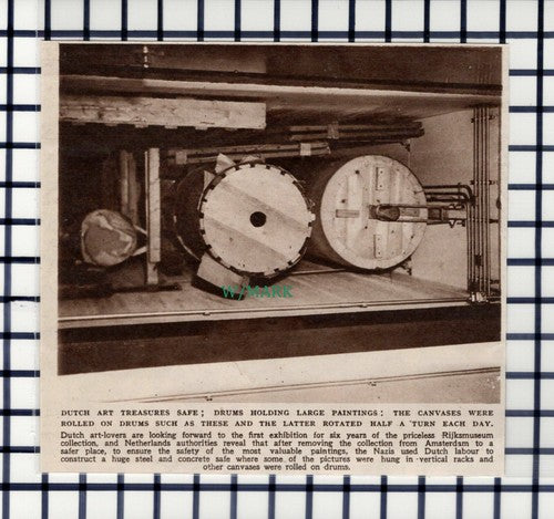 C6172) Dutch Art Treasures  In Drums Rijksmuseum  World War Two - 1945 Cutting