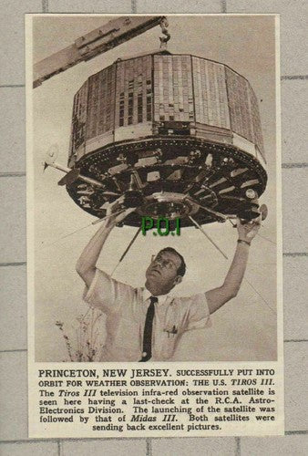US TIROS III Princeton New Jersey USA Weather Observation - 1961 Small Clipping