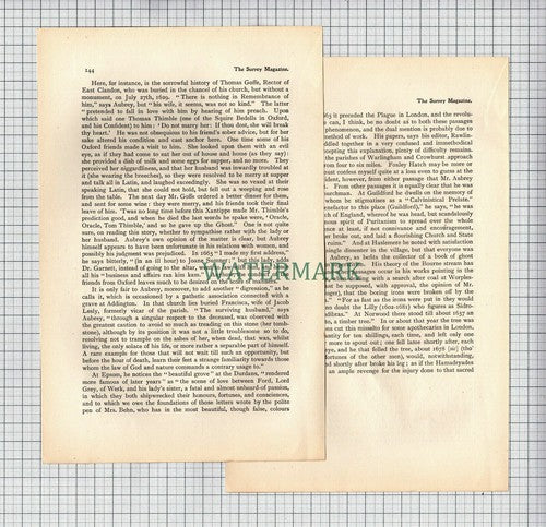 John Aubrey Author Surrey  - 1899 Article