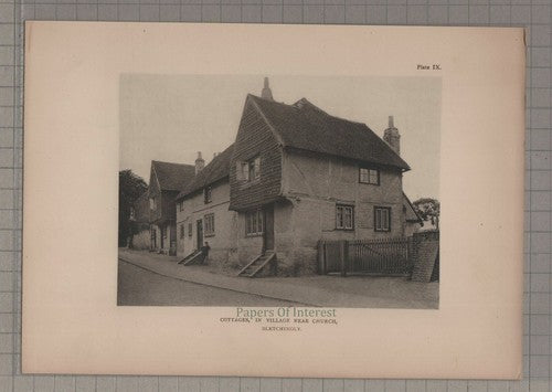 Bletchingly Surrey Cottages  - c.1908 Print
