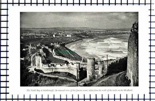 C6487) Whitby Abbey / Scarborough  - 1950s Print / Cutting
