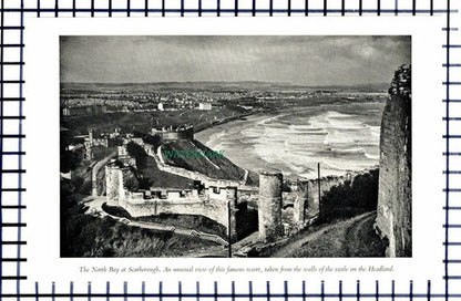C6487) Whitby Abbey / Scarborough  - 1950s Print / Cutting