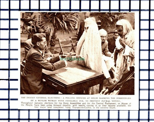 C6527) Indian General Elections Dehli Finger Marking -  1952 Cutting