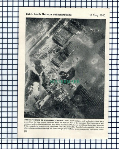Waalhaven Airfield Rotterdam Fighting World War Two - c.1945 Cutting / Print