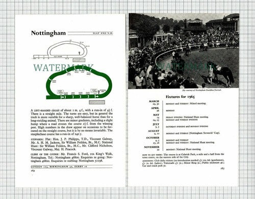 (7151) Nottingham Racecourse Horse Racing - 1965 2-Part Cutting
