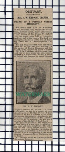 C6198) Mr Frank W Hybart Timber Merchant Merthyr Dovan  Barry - 1916 Cutting