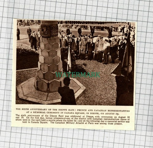 C2142) Dieppe Raid Sixth Anniversary Memorial Canada Square - 1948 Clip