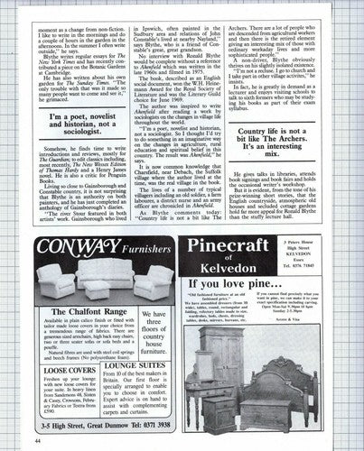 Ronald Blythe Author Bottengoms Farm Essex Margaret Drabble - 1987 Article