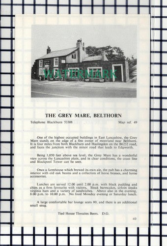 C7397) Greystone Lodge Blacko Nelson / Grey Mare Belthorn Lancs  1980s Cutting
