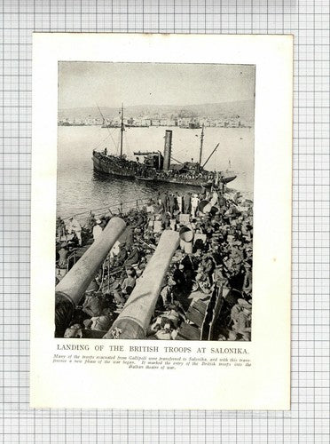 Landing Of British Troops At Salonika  WWI Great War - c.1918 Book Print