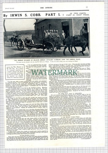 Irwin S Cobb  Wartime Account  World War One  WW1 - 1915 Article (Both Parts)