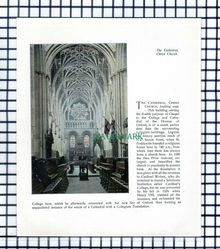 The Cathedral Christ Church Oxford - c.1900 Print / Cutting