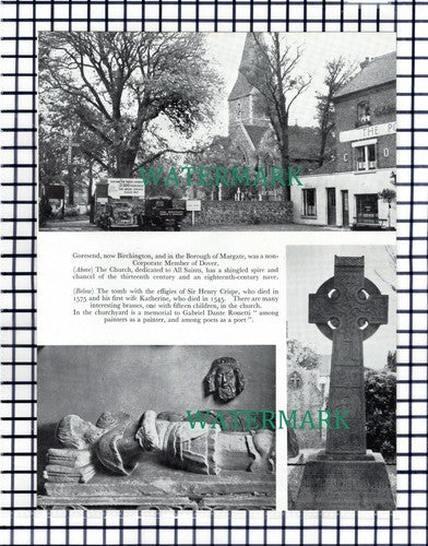 (7727) Birchington Kent / St John's Church Margate  - 1957 Book Print