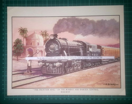 Frontier Mail Bombay And Baroda Central Railway RB Way  -  1950s Cutting / Print