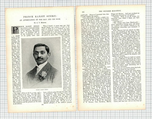 Prince Ranjit Sinhji Cricket   - 1897 Article  / Print