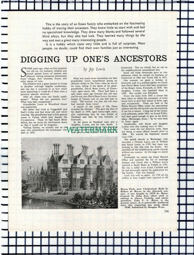 Joy Lewis David Bates Coggeshall Tiptree Essex Birchanger -1960s Article / Print