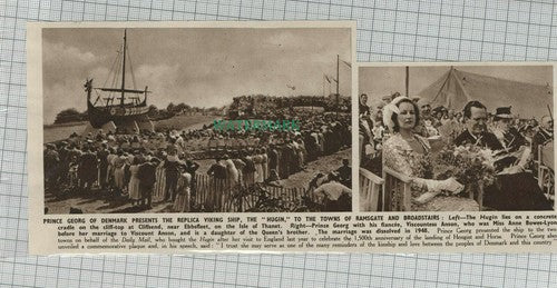 C2055) The HUGIN Replica Viking Ship Cliffsend Ebbsfleet Presentation 1950 Clip