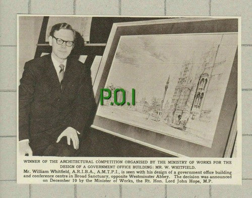 Mr William Whitfield  Architectural Competition Broad Sanctuary -1961 Clipping