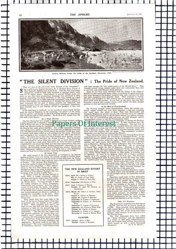 New Zealand Anzacs Le Quesnoy Great War World War One  -1919 Article