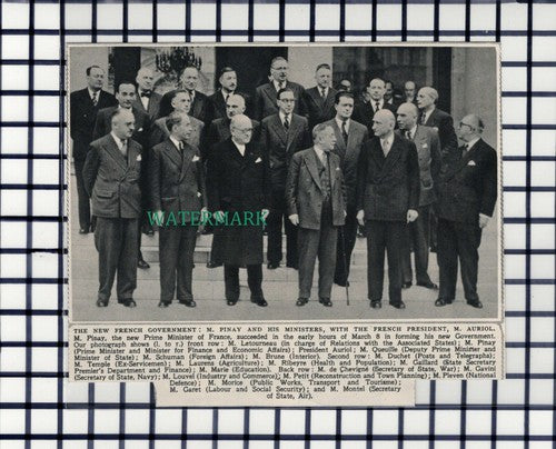 C6645) French Government Pinay Auriol Duchet Morice Pleven Montel - 1952 Cutting