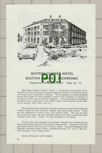 Scotch Corner Hotel Richmond / Saltersgate Inn Pickering Yorkshire - Advert