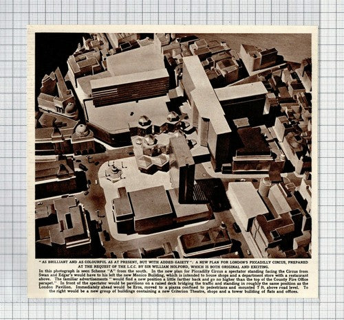 Piccadilly Circus London Plans Sir William Holford  - 1961 Cutting