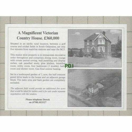 South Ockenden Essex House Sale Advert  - 1991 Cutting