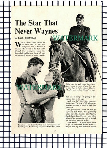 John Wayne Actor  - 1957 Article