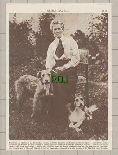 Nurse Edith Cavell Berkendael Brussels World War 1  1915  - c.1935 Clipping