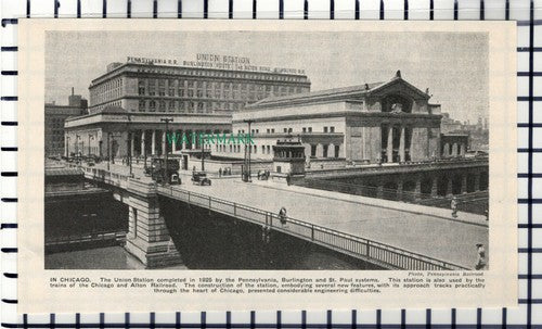 C6792) Union Railway Station Chicago  - 1930s Cutting