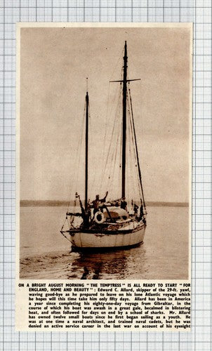 Mr Edward Allard Skipper The Temptress Yawl    - 1950 Clipping