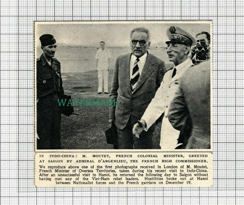 C2449) M Moutet French Colonial Minister Admiral D'Argenlieu Saigon - 1947 Clip