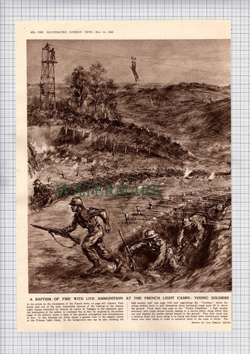 The French Light Camps Airborne Training French Army Cyril Falls - 1949 Article