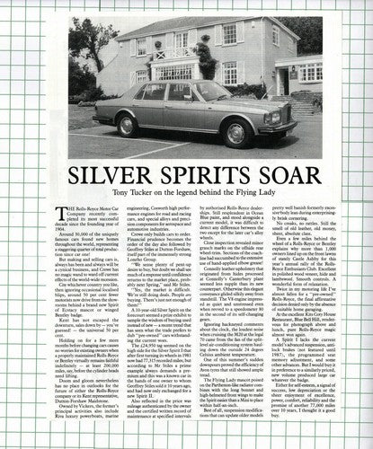 Rolls Royce Flying Lady Silver Spirit Car Review  - 1991 Magazine Article