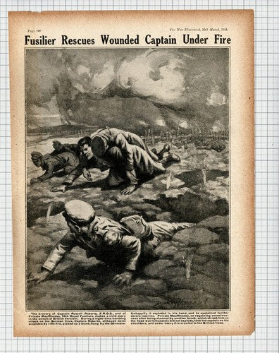 Captain Russell Roberts & Pt Mauffinades 10th Royal Fusiliers - WW1 Clip / Print