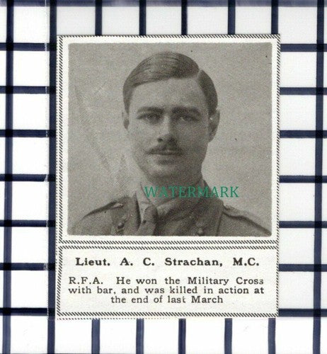 C6635) Lt A C Strachan RFA World War One WW1 - 1918 SMALL Cutting