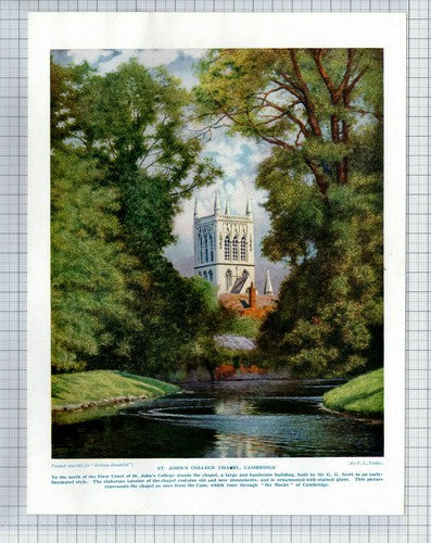 (5882) St John's College Chapel Cambridge    F C Varley   -  c.1930s Print