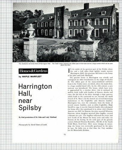 Harrington Hall Spilsby Lincolnshire Sir John Maitland - 1970 Article / Print