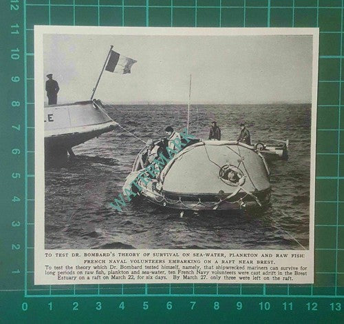 C1869) Dr Bombard Raft Survival Experiment Brest Estuary French Navy 1955 Clip