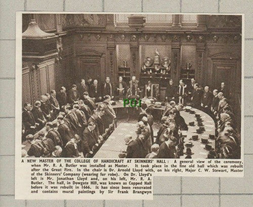 Master College of Handicraft Skinner's Hall  R A Butler Dr A Lloyd 1950 Clipping