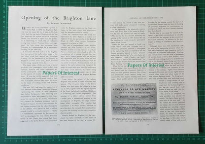 (6767) Opening Of The Brighton Line Railway  - 1951 Article