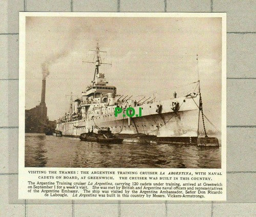 C1650) Argentine Training Cruiser La Argentina Cadets Greenwich   - 1949 Clip