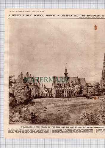 Lancing College Centenary Picture Article Bryan de Grineau - 1948 Article
