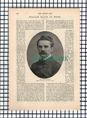 William Black Paston House Brighton Novelist -  1896 Article