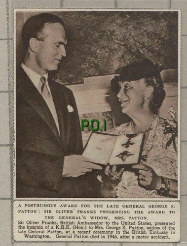 (C438) General George S Patton Sir Oliver Franks Award  - 1949 Cutting