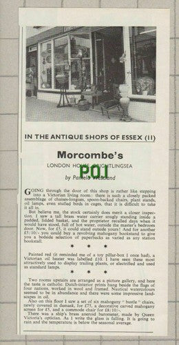 Morcombe's Antique Shop London House Brightlingsea Essex Morcombe  1965 Cutting